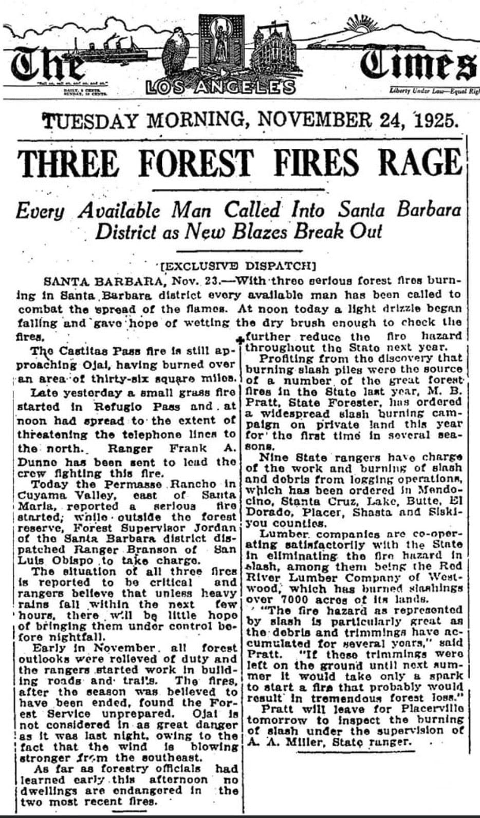 Newspaper clip, November 24, 1925