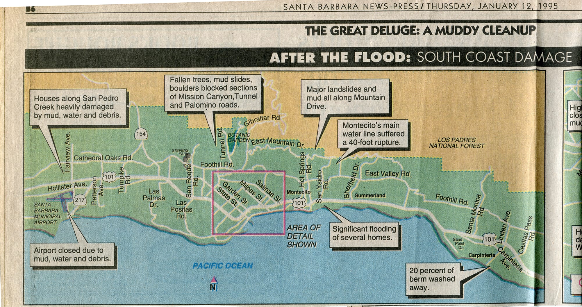 Flooded areas, January 10, 1995