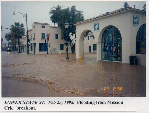 Flooding on lower State Street, February 23, 1998