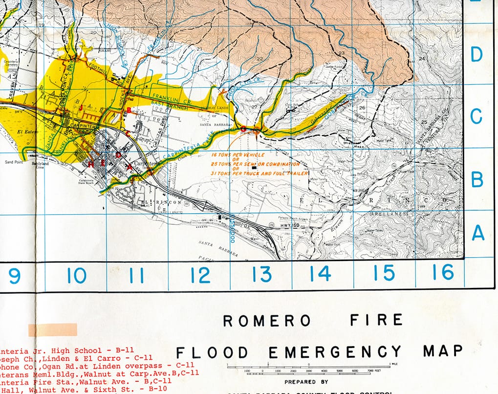Romero Fire Flood Emergency Map 1971