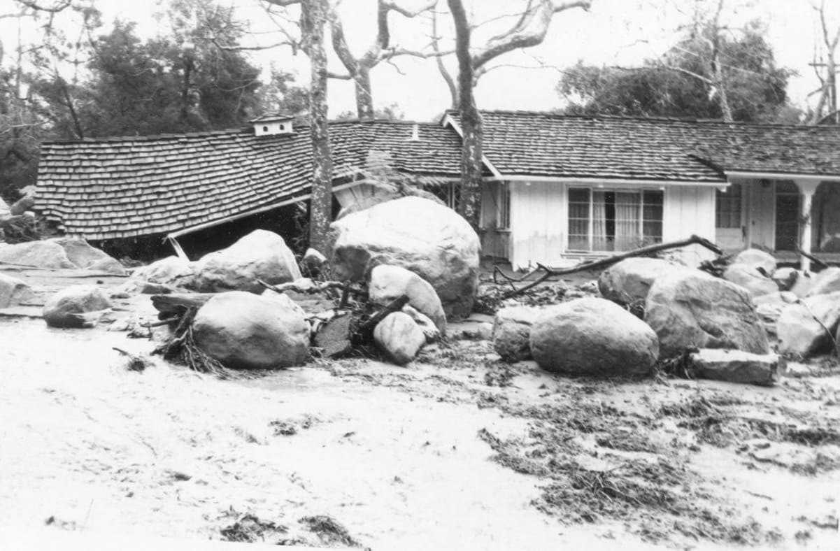 Montecito after a debris flow in 1969.