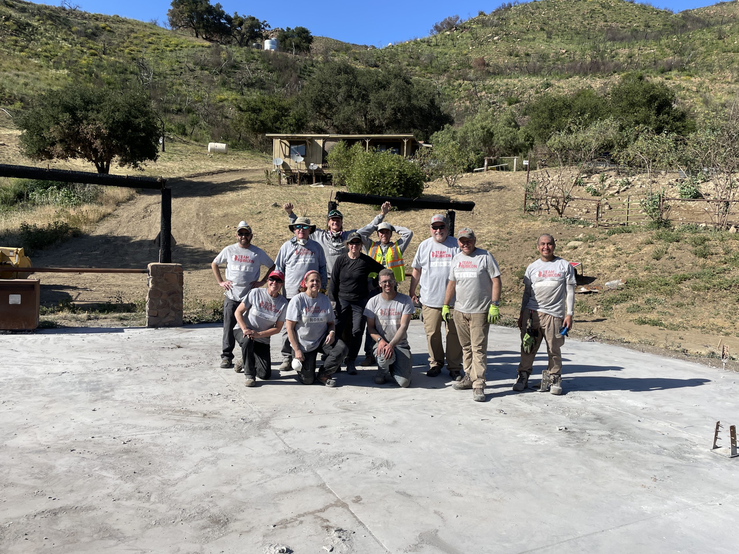 Team Rubicon pose for a photo during the Alisal Fire Assistance Project